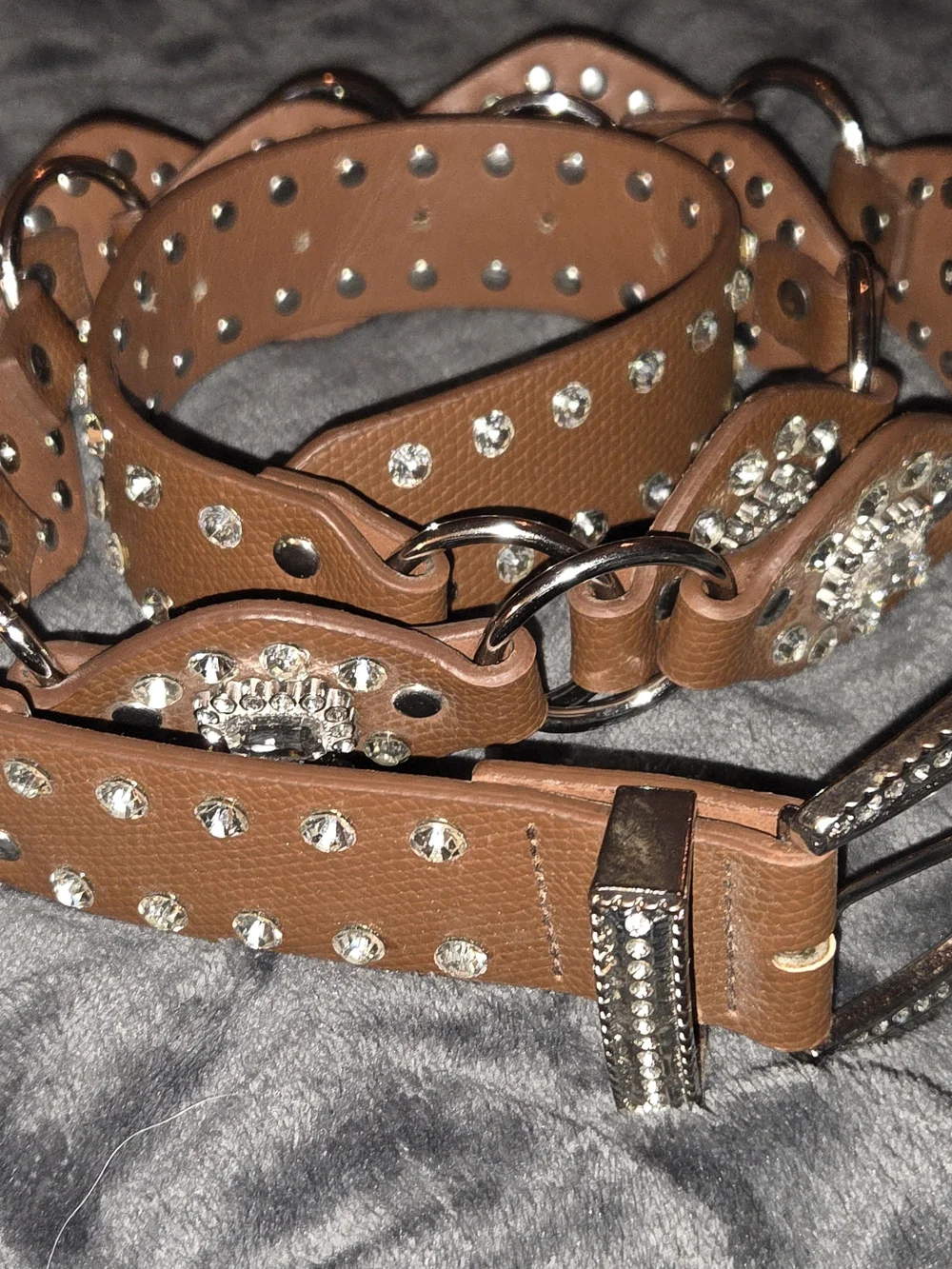 Rhinestone Western Brown Belt with Silver Accents